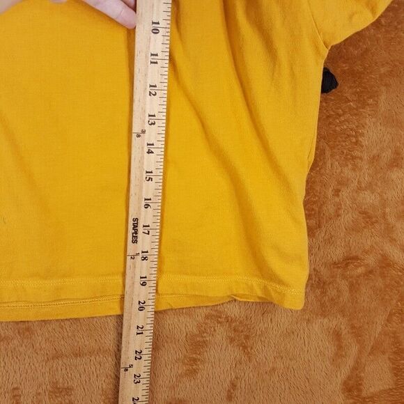 MOUSSY Womens Top Yellow Pullover Crew Lace Up Short Sleeve Boxy Tee - Picture 8 of 9